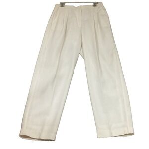 VTG Leslie Fay‎ Haberdashery Pants Trouser Womens Sz 14 White High Rise Beachy